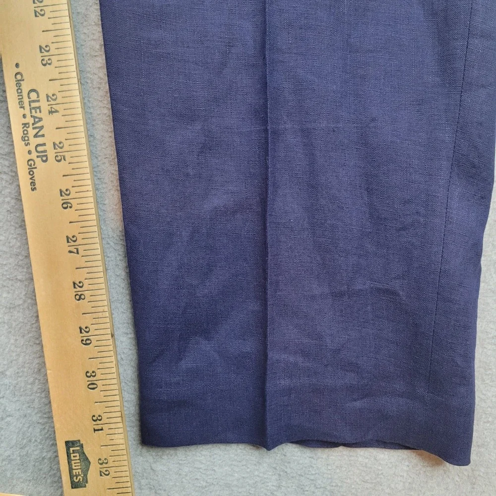 Lauren Ralph Lauren Dress Pants Mens 42x32 Navy Blue 100% Linen Flat Front